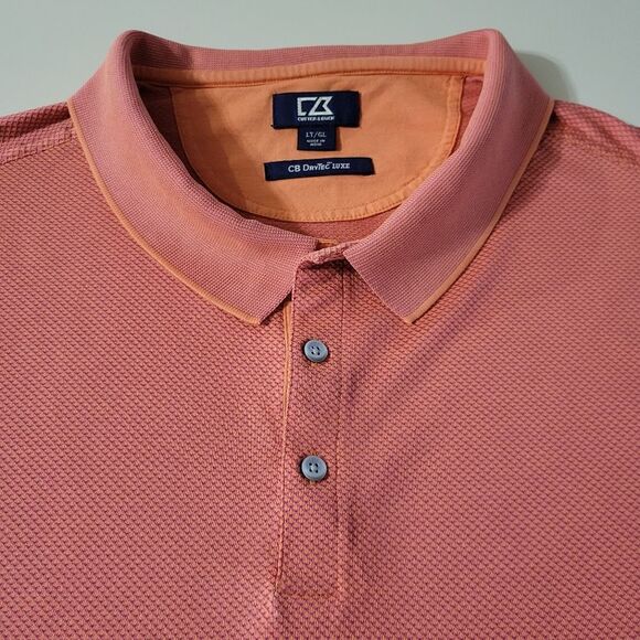 Cutter & Buck CB Drytec Luxe Solid Orange Mens Short Sleeve Polo - Picture 9 of 15